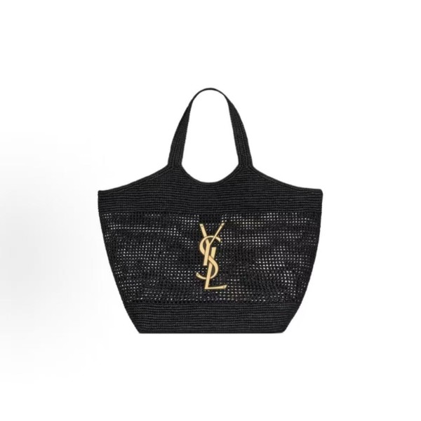SAINT LAURENT aged iconic Logo, shopping basket, Tote bag, tote bag, large female handbag, black